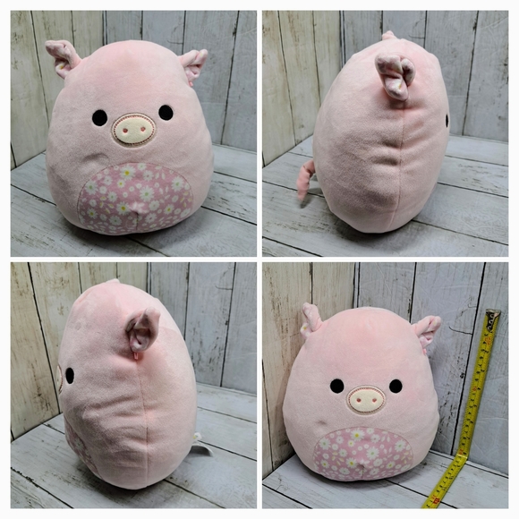 KellyToy Squishmallows Pink Peter Pig Small 9"tall Daisy Floral Pattern Plush - Picture 3 of 8